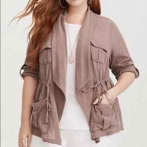 Torrid Brown Drape Gauze Anorak Size 1